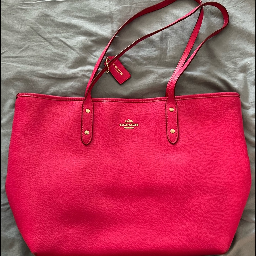 Coach tote dark pink
